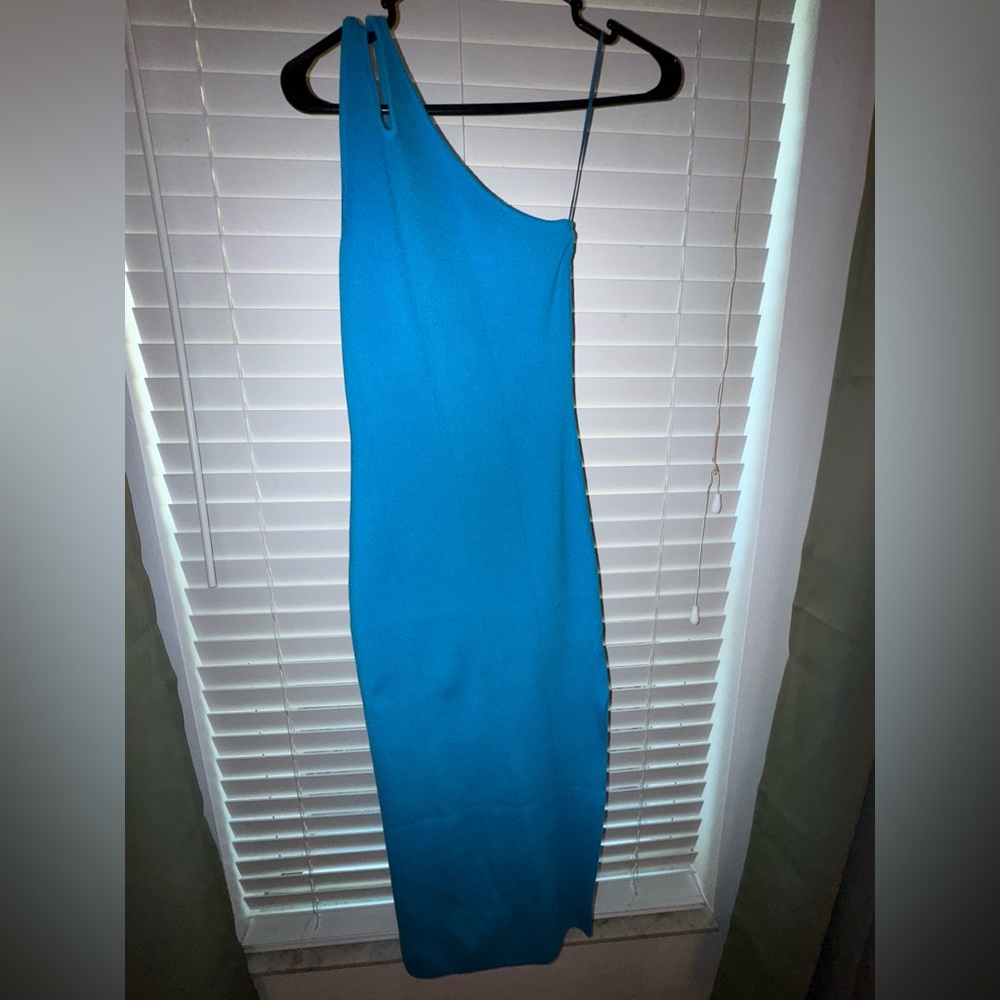 Petal and pup blue bodycon one shoulder dress